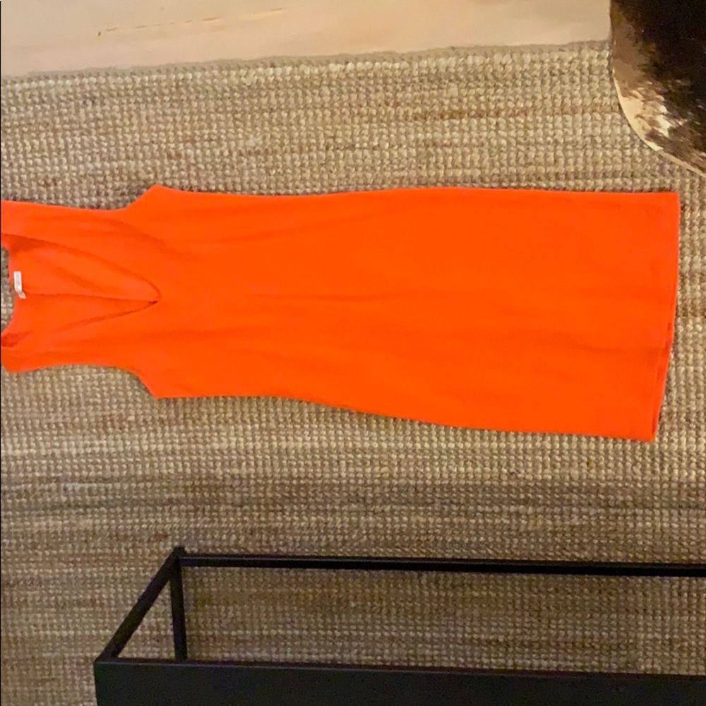 Zara Orange v-neck knee dress